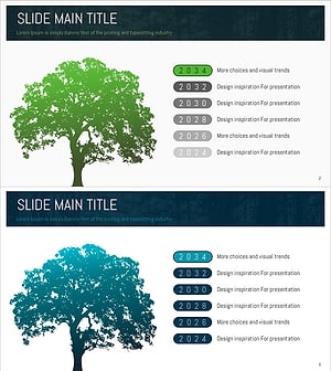 나무 실루엣으로 표현한 연혁 슬라이드