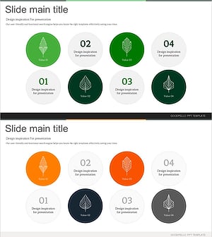나뭇잎 아이콘과 텍스트 박스로 제품/서비스 소개