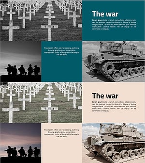 전쟁의 참상을 주제로 한 슬라이드 – 사업 비전과 추진 전략
