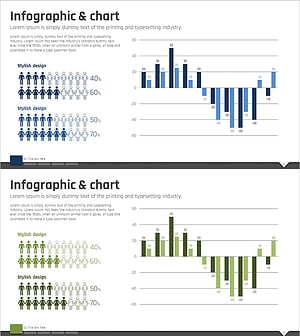 묶음형 세로막대 그래프 블루 그린 – 시장 및 고객 분석 자료