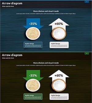 다방향 화살표 다이어그램으로 건강한 조미료 소개 – 제품 특성 강조