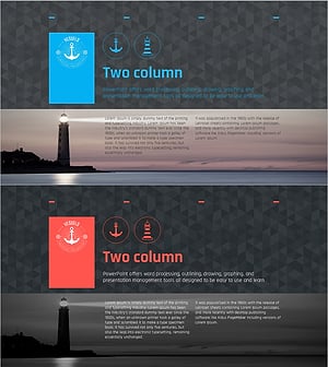 항해 등대 배경의 텍스트 페이지 – 사업소개 및 사례