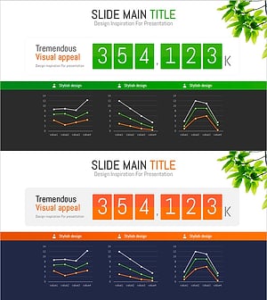 실적 차트 통계를 전문적으로 시각화하는 프레젠테이션 슬라이드