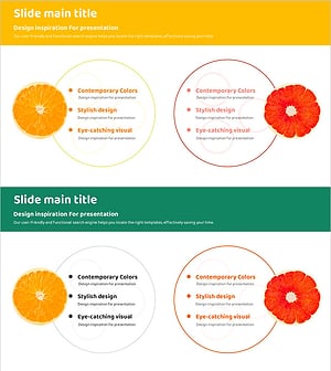 오렌지와 자몽의 특징을 시각화한 다이어그램 슬라이드