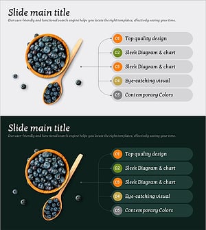 블루베리의 효능을 강조한 슬라이드 – 데이터 시각화 및 사업 전략