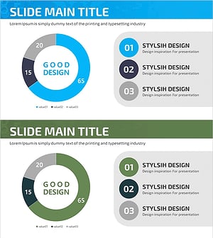 블루 그린 도넛형 원그래프 – 시장 분석에 적합
