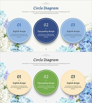 꽃 배경의 3가지 텍스트 박스 – 사업비전 강조
