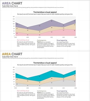 퍼플 블루 영역형 차트 – 시장 및 경쟁사 분석을 위한 다이내믹 데이터 시각화
