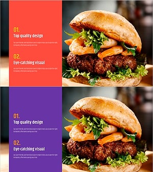 햄버거와 텍스트 박스 – 맛있고 시각적인 제품 소개