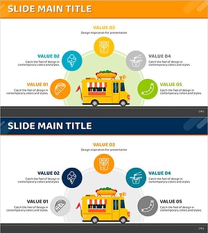 푸드트럭 간식 메뉴 슬라이드 – 다양한 맛과 비주얼