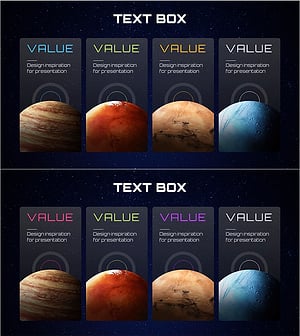 우주 테마의 텍스트 박스 슬라이드 디자인 – 혁신과 창의성