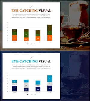 허브차 매출 동향을 시각화한 세로막대그래프 PPT