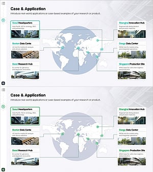 글로벌 거점 및 사례 적용 슬라이드 – 기업 비전 펼치기