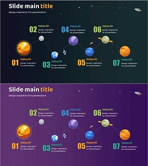 Planet Illustration Plan Diagram – Connecting Vision and Steps with Cluster