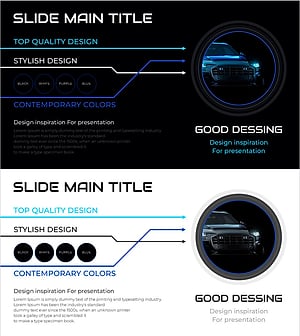 자동차 옵션 슬라이드 – 비즈니스 전략과 목표 전달