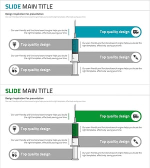 의료 주사기 다이어그램 슬라이드 – 비즈니스와 혁신