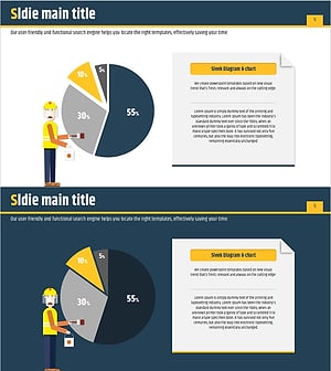 네이비 옐로우 파이차트 및 분석 - 효과적인 데이터 시각화