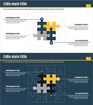 연결된 퍼즐의 확산 다이어그램 – 사업 전략 시각화