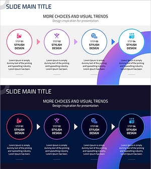 보라색 써클 흐름 다이어그램 – 사업 추진 전략을 매력적으로 시각화