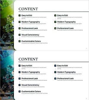 모던 디자인의 컨텐츠 슬라이드 – 전문성과 시각적 일관성