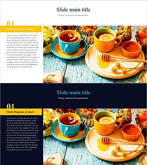 티의 역사 PPT 템플릿 – 차별화된 제품 소개