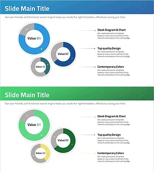 블루 그린 도넛형 원 그래프로 시장 점유율 시각화 - 시장 분석과 전략
