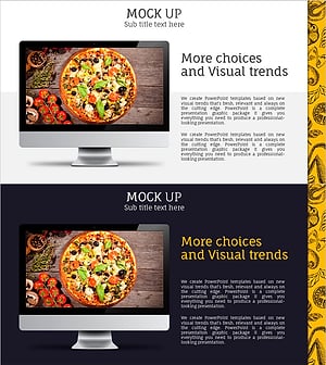 피자 목업과 텍스트 칼럼 – 제품 소개에 최적화된 슬라이드