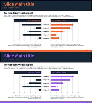 오렌지 퍼플 쌍가로막대 그래프 – 시장 분석 도구