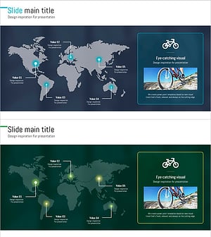 산악 자전거와 맵을 활용한 다이어그램 슬라이드