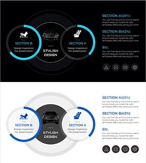 차량 브레이크와 좌석 설명을 위한 다이어그램 슬라이드