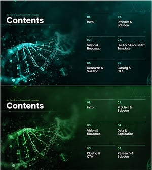 바이오 기술 목차 슬라이드 – 혁신과 해결책