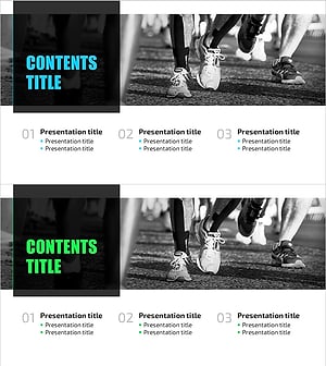 운동 주제의 목차 슬라이드 – 헬스 및 스포츠 프레젠테이션