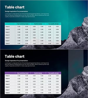 테이블 차트와 자연 야경을 활용한 매출 및 수익 계획