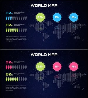 세계 지도를 시각화한 데이터 슬라이드 템플릿