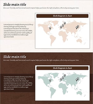 브라운 배경 세계시장 분석 – 클러스터형 다이어그램 활용