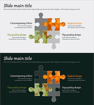 과일과 퍼즐 다이어그램 – 사업 추진 전략을 시각화