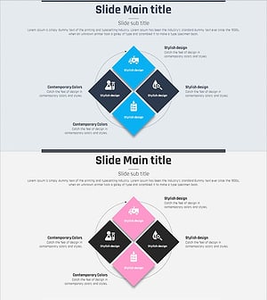 의료사업 마름모 모양 다이어그램 슬라이드