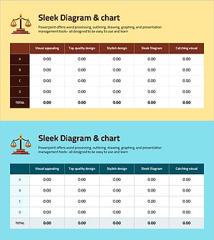 재판 테이블을 위한 슬릭 다이어그램