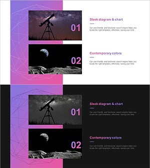 천문학 프로그램 소개 슬라이드 – 다이어그램과 현대적 색상