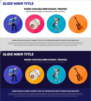음악 페스티벌 악기 슬라이드 템플릿 – 현대적 비주얼과 색상 활용