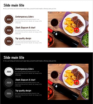 미래 외식 사업 추진계획을 위한 선형 다이어그램 슬라이드