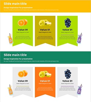 과일 소개 다이어그램 슬라이드 – 신선한 비즈니스 가능성