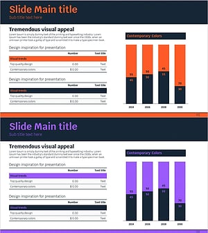오렌지 퍼플 세분형 그래프 테이블표 – 시장 데이터를 시각화하다