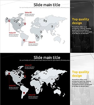지도 일러스트와 위치 표시 - 글로벌 비즈니스 전략