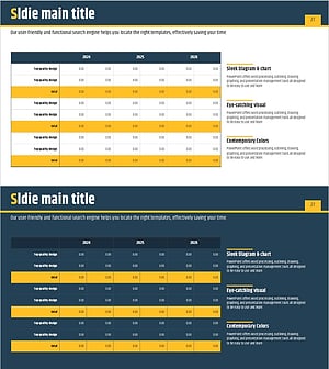 Navy Yellow Table Chart – Visualizing Financial Planning