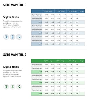 세련된 디자인의 데이터 테이블 PPT 슬라이드