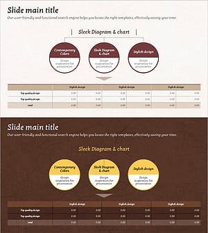 갈색 노랑 구성도와 테이블 – 재무 계획 시각화