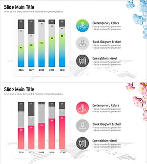 세로 막대그래프를 활용한 성장 그래프 및 제품 생산 전략