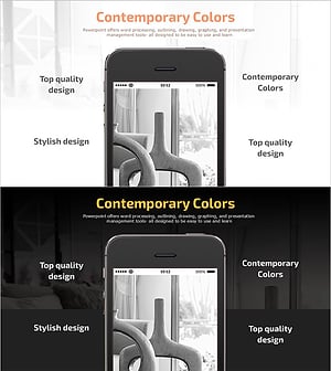 Mokup Photo and 4 Key Keywords Slide – Overview of Business Strategy