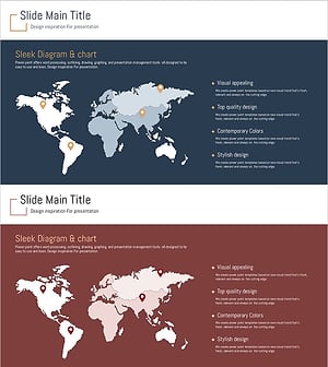 글로벌 맵 슬라이드 – 블루 버건디 디자인